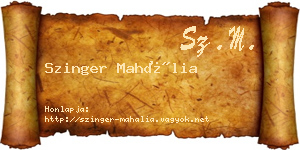 Szinger Mahália névjegykártya